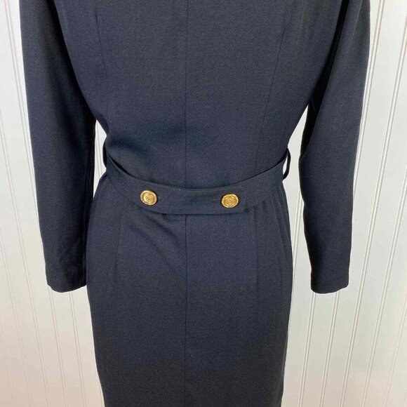 Taurus II Dress Womens 6 Petite Black Nautical Button Front Career Made USA VTG - Picture 6 of 9